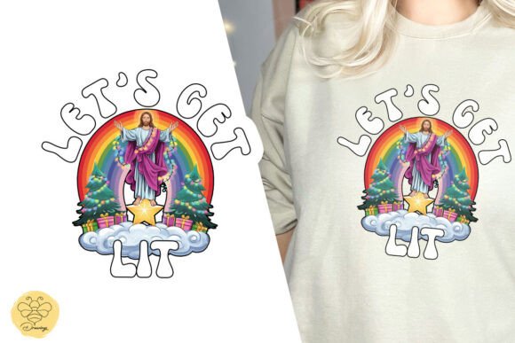 Let's Get Lit Funny Christmas Jesus PNG