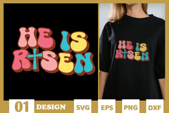 Retro Groovy He is Risen Jesus SVG T-Shirt Designs
