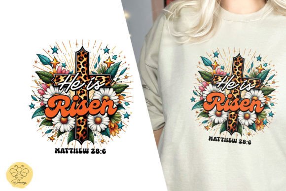 Retro He is Risen Jesus Christian PNG for T-Shirt Designs
